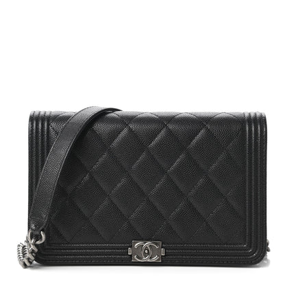Chanel Caviar Quilted Boy Wallet On Chain WOC Black 1 of 11