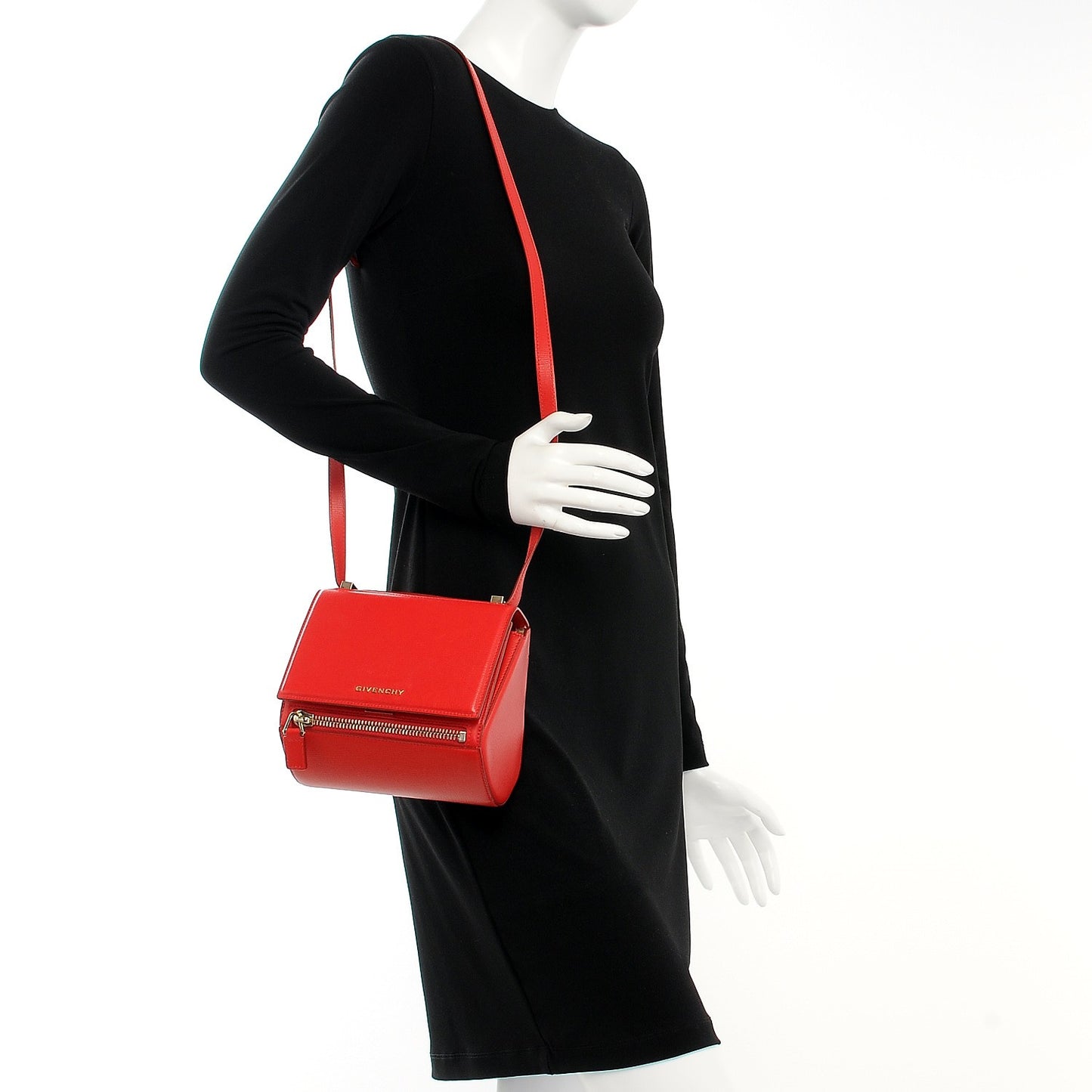 Textured Calfskin Mini Pandora Box Crossbody Bag Red