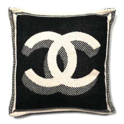 Chanel Merino Wool Cashmere CC Pillow Beige Black 2 of 3