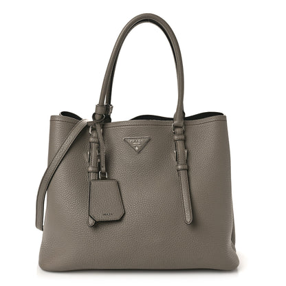 Prada Vitello Daino Medium Double Handle Tote Argilla Black 1 of 17