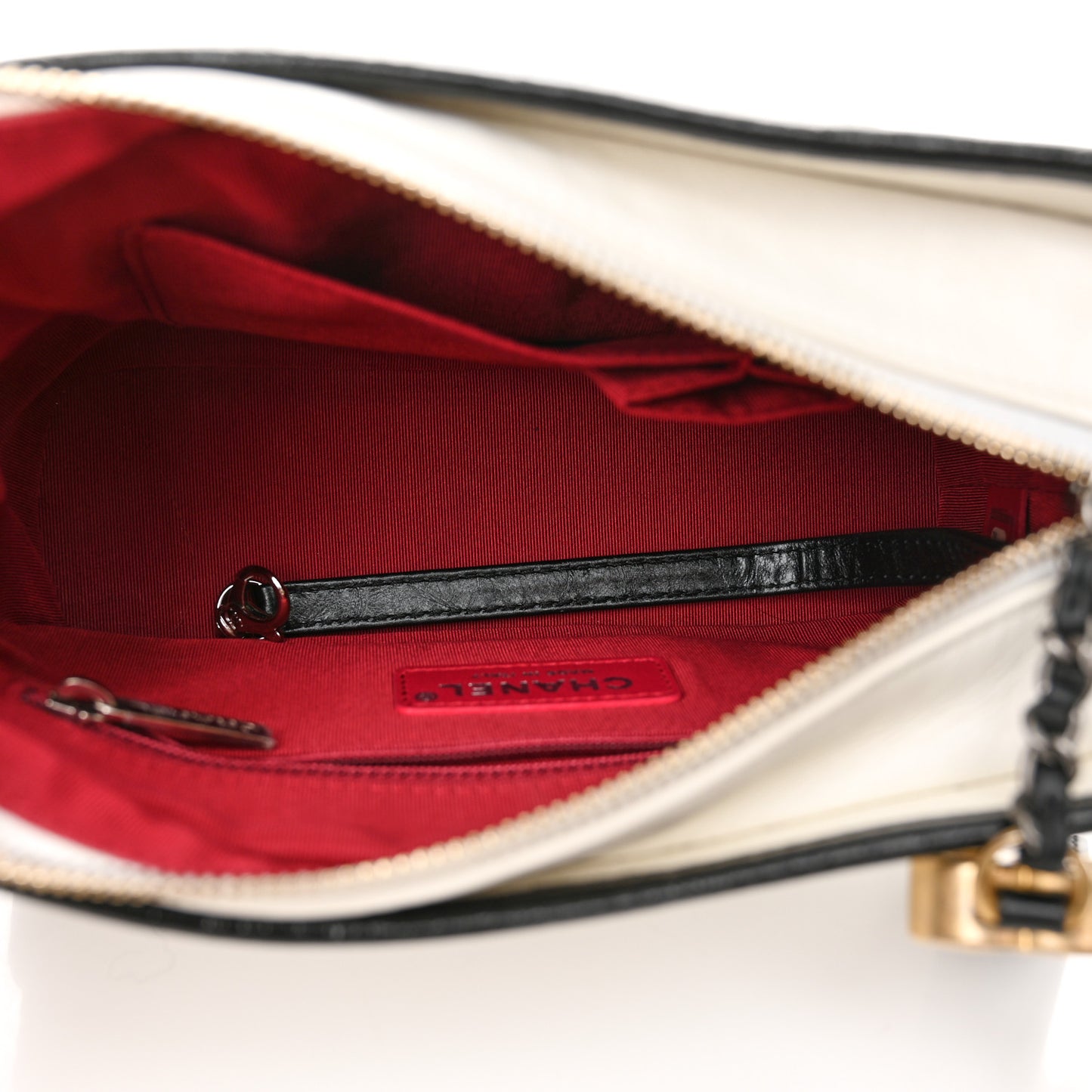 Aged Calfskin Quilted Small Gabrielle Hobo Black White