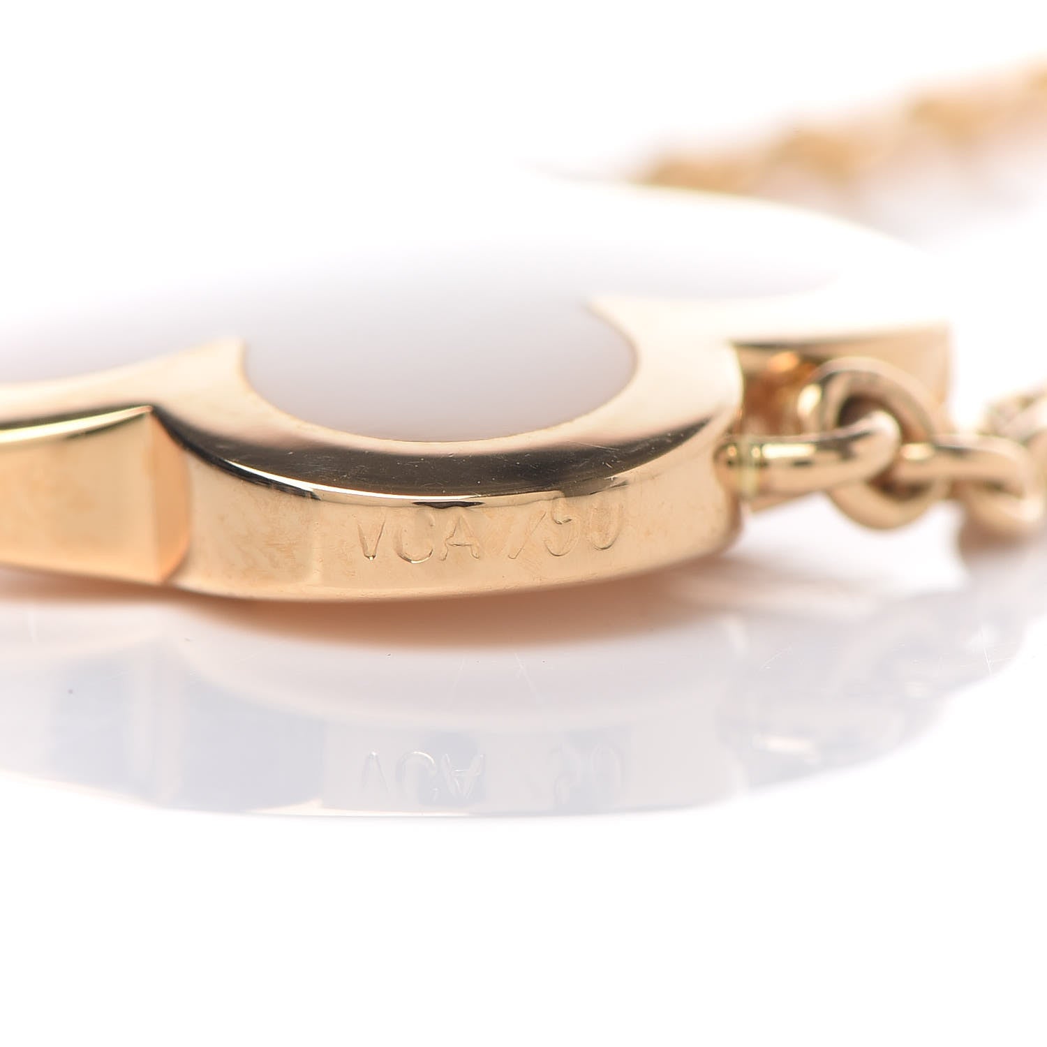 Van Cleef & Arpels 18K Yellow Gold Mother of Pearl Pure Alhambra Pendant Necklace 7 of 8