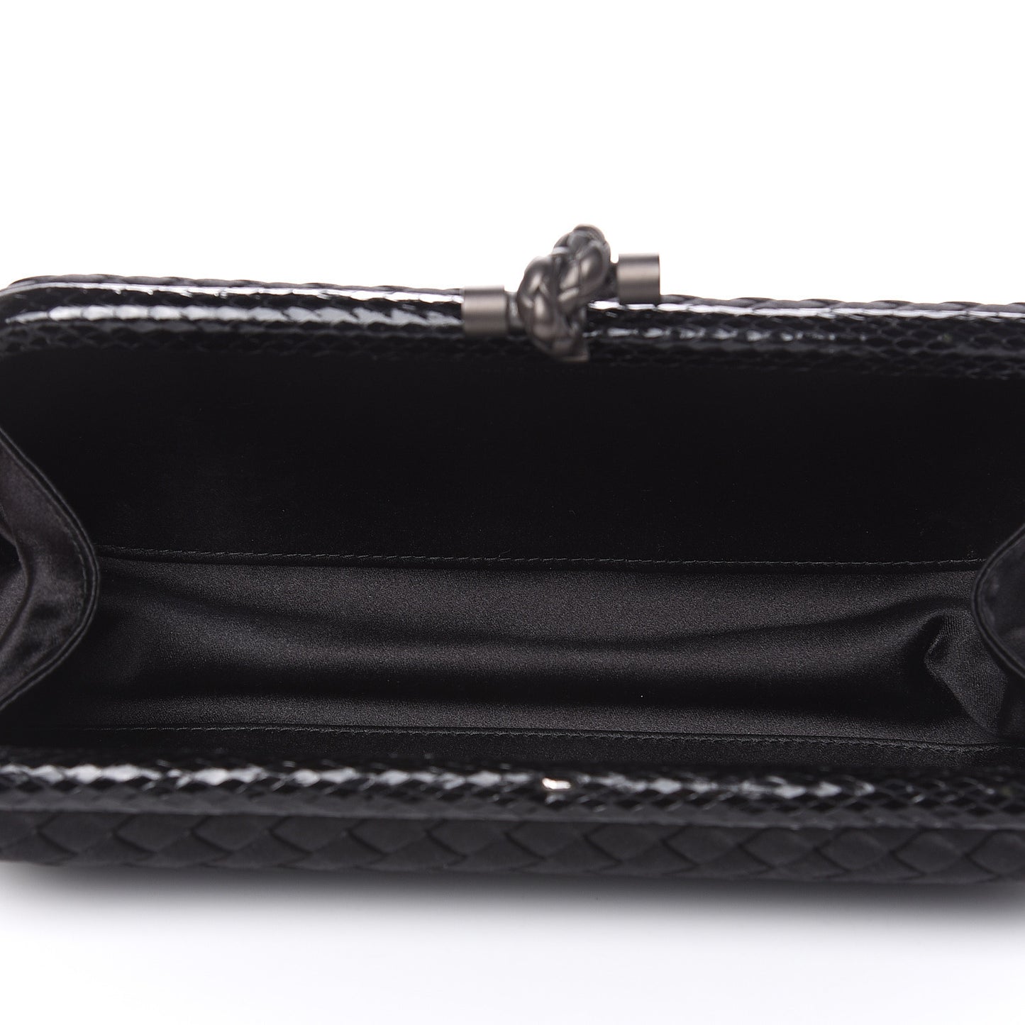 Satin Ayers Intreccio Impero Stretch Knot Clutch Black