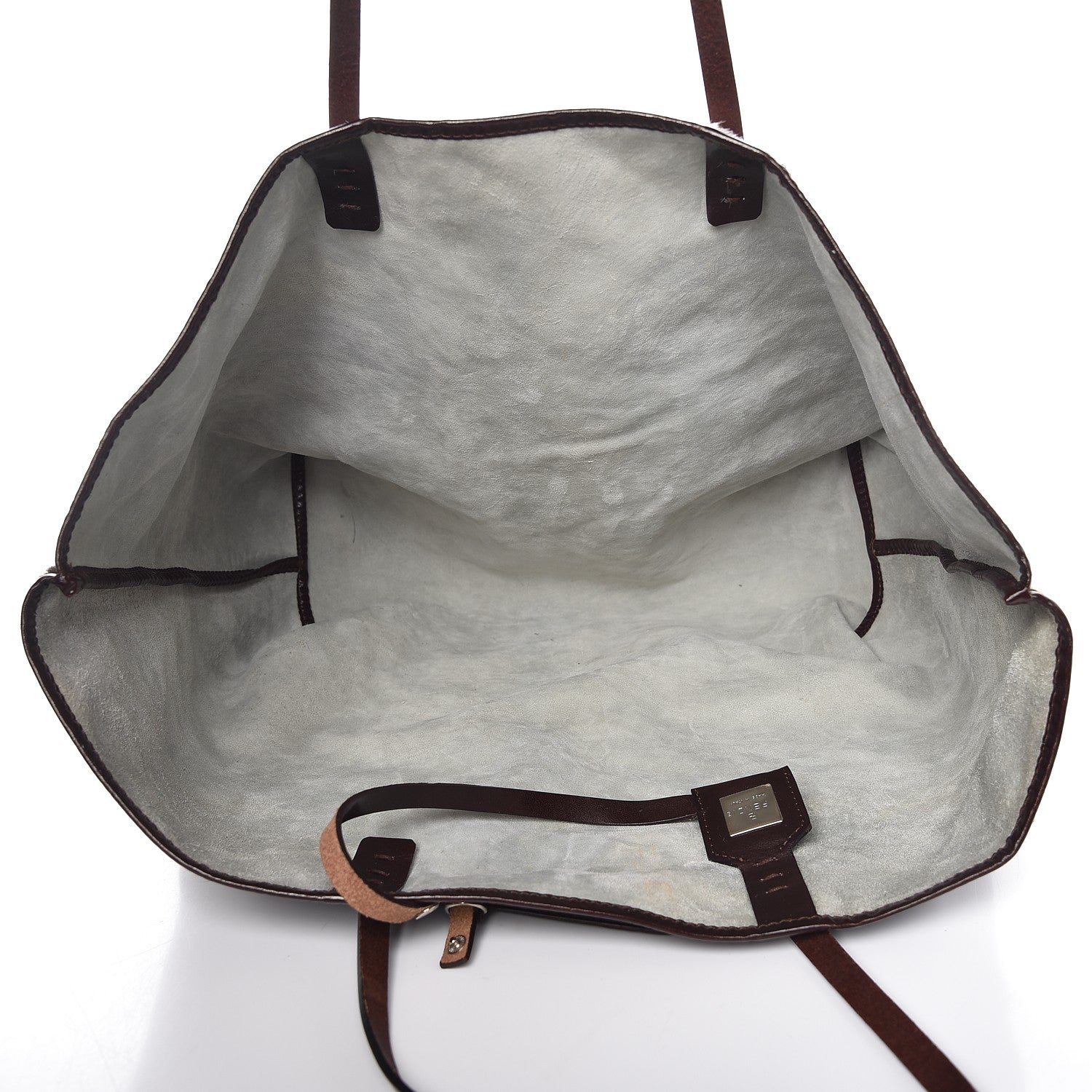 Fendi Calf Hair Shopping Tote Brown White 5 of 9