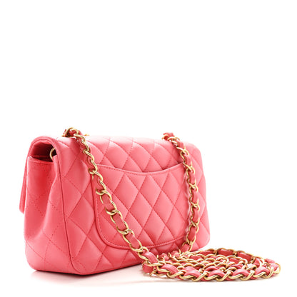 Chanel Lambskin Quilted Studded Mini Rectangular Flap Pink 3 of 12
