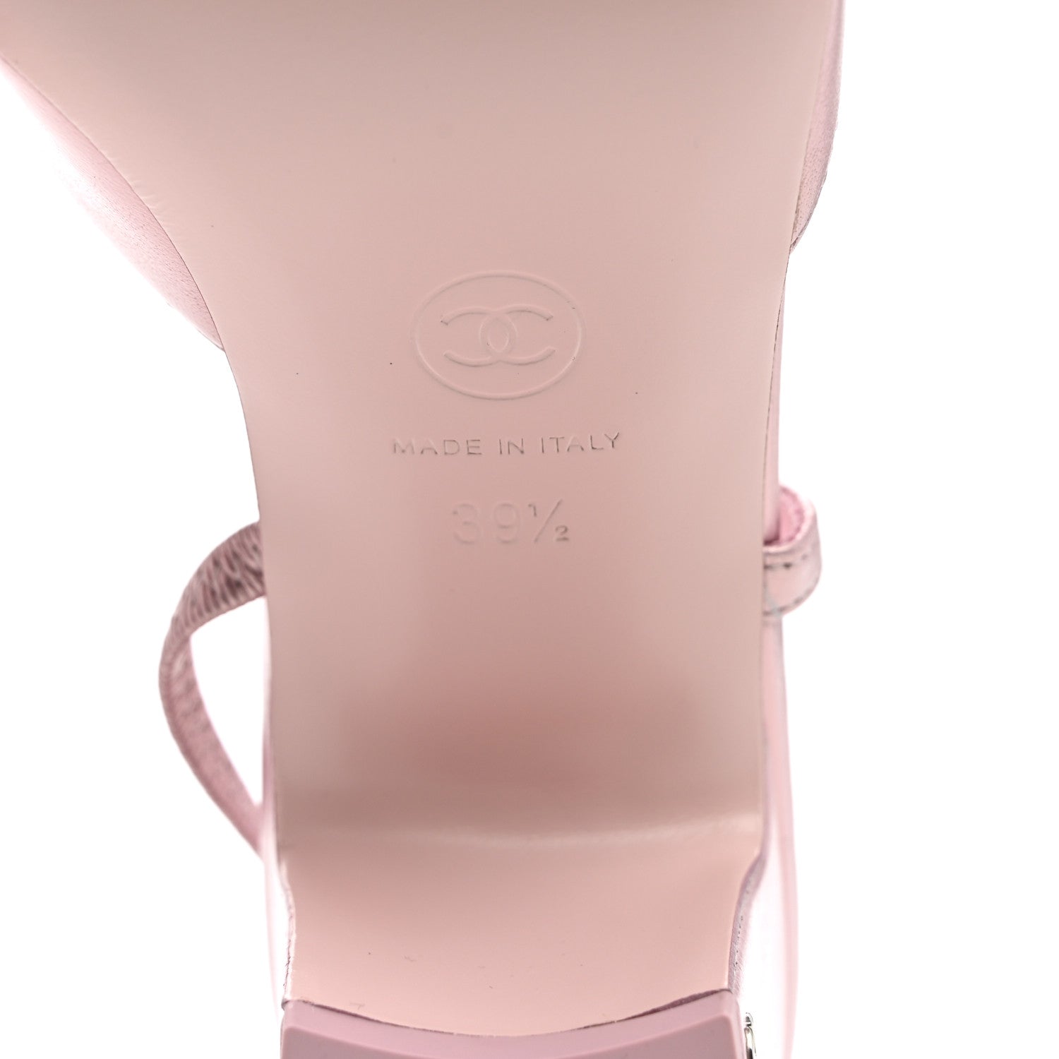 Chanel Laminated Lambskin Patent Cap Toe CC Slingback Pumps 39.5 Light Pink Black 8 of 9