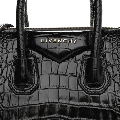 Givenchy Calfskin Crocodile Embossed Mini Antigona Black 8 of 11