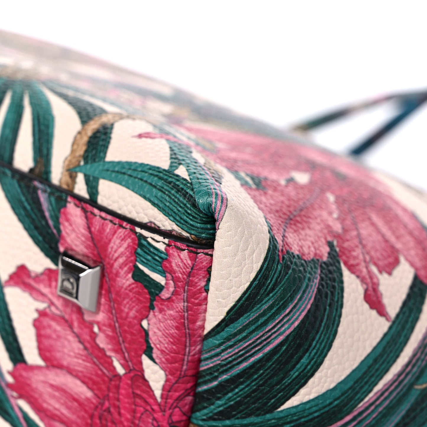 Calfskin Tropical Print Studio Color Tote Multicolor