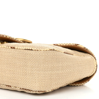 Gucci Raffia Elaphe Matelasse Small GG Marmont Shoulder Bag Natural Cream Brown 9 of 10