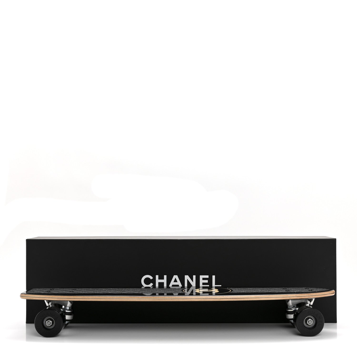 Chanel Lacquered Wood Logo Mini Cruiser Skateboard Black 6 of 6