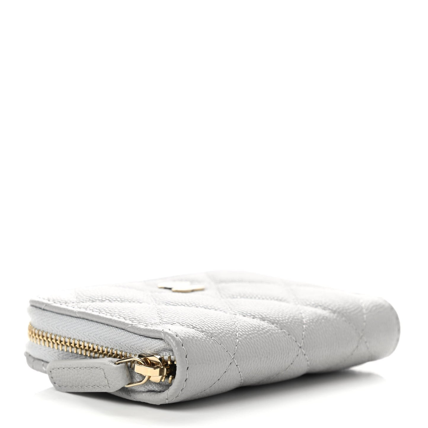 Caviar Quilted Zip Coin Purse Grey