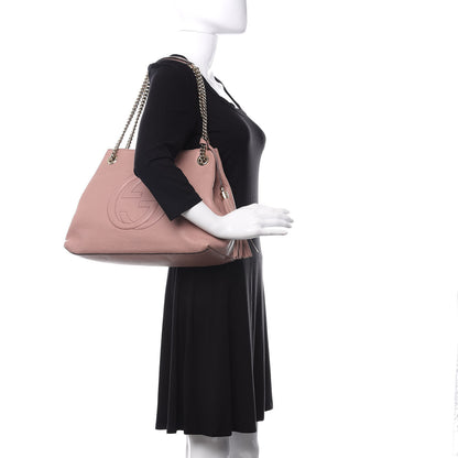 Gucci Pebbled Calfskin Medium Soho Chain Shoulder Bag Dark Cipria 2 of 10