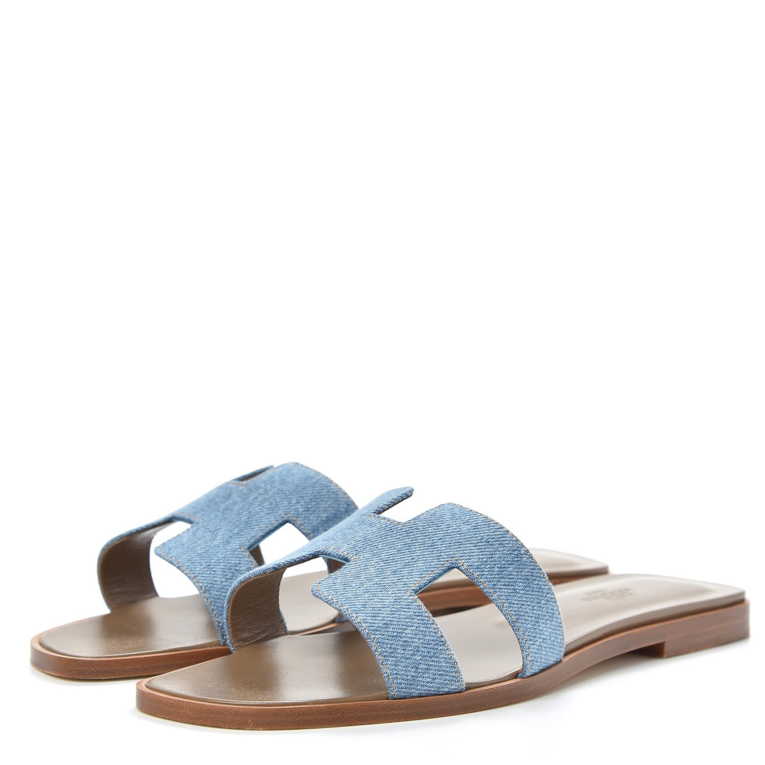 Hermes Denim Canvas Oran Sandals 38 Bleu Clair 3 of 9