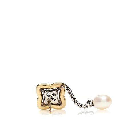 David Yurman Sterling Silver 18K Yellow Gold Pearl Quatrefoil Drop Earrings 4 of 4