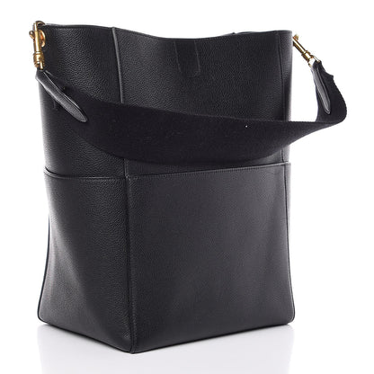 Celine Soft Grained Calfskin Sangle Bucket Bag Black 3 of 7