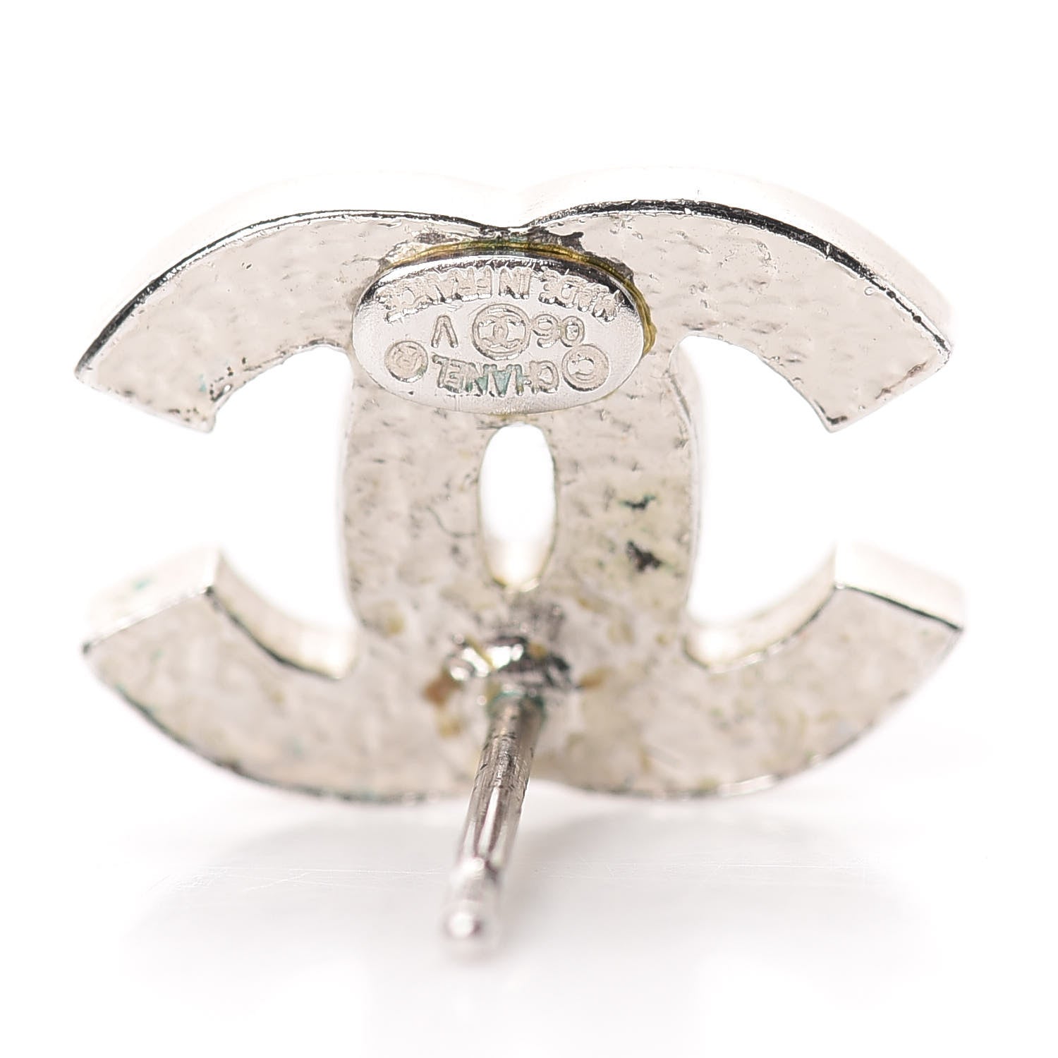 Chanel Crystal Timeless CC Earrings Silver 4 of 6