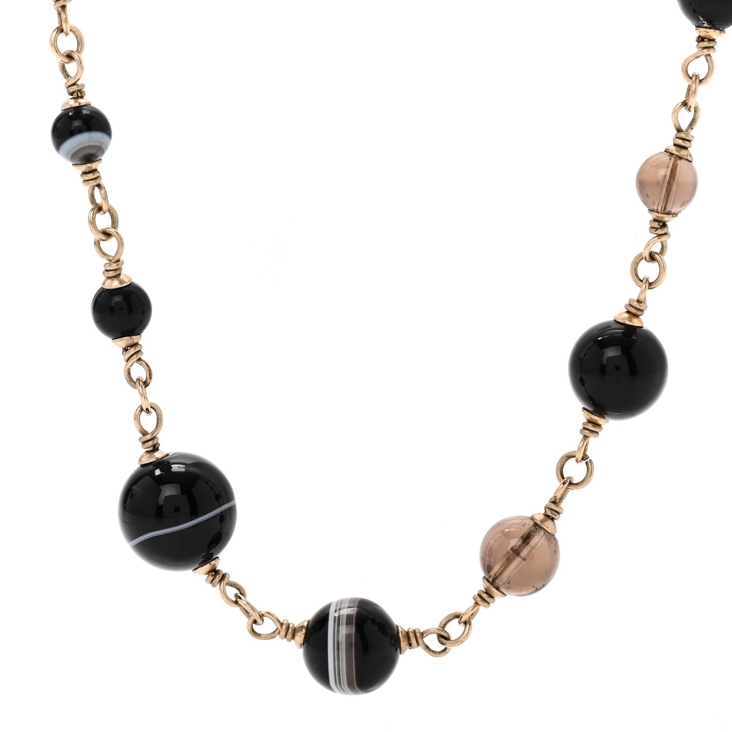 Chanel Resin Glass CC Beaded Charms Long Necklace Gold Black 4 of 5