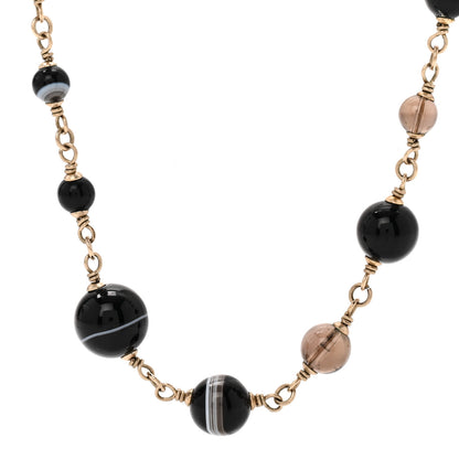 Chanel Resin Glass CC Beaded Charms Long Necklace Gold Black 4 of 5