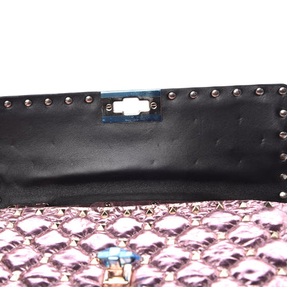 Valentino Garavani Metallic Wrinkled Lambskin Rockstud Spike Wallet on Chain Lipstick 8 of 8