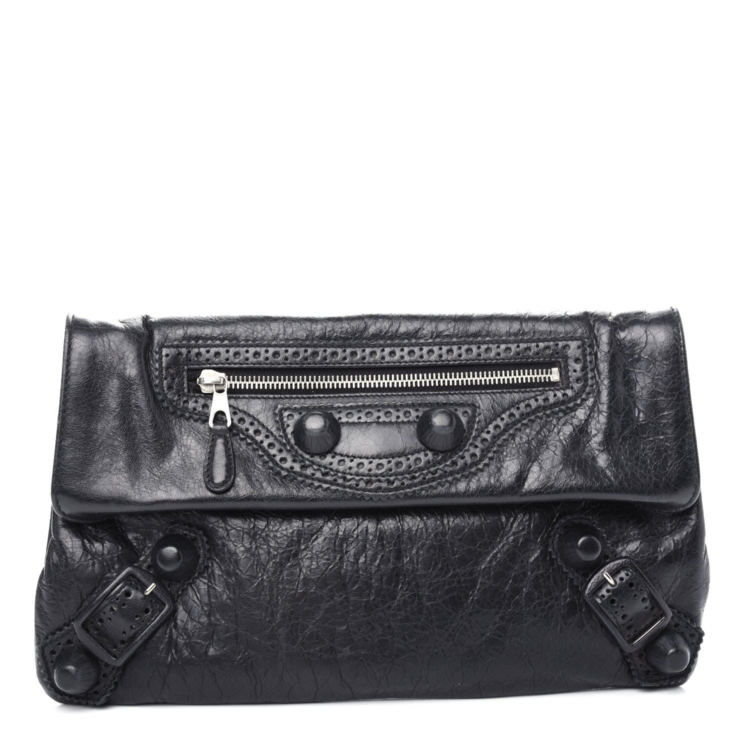 Balenciaga Agneau Giant Brogues Hardware Envelope Clutch Black 1 of 7