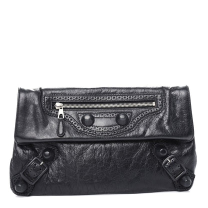 Balenciaga Agneau Giant Brogues Hardware Envelope Clutch Black 1 of 7