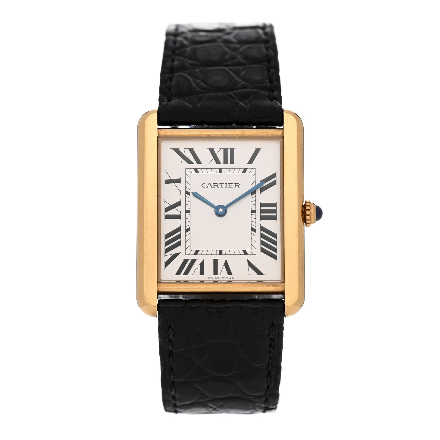 Stainless Steel 18K Yellow Gold Alligator 27mm Tank Solo Quartz Watch