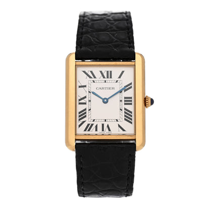 Cartier Stainless Steel 18K Yellow Gold Alligator 27mm Tank Solo Quartz Watch 1 of 7