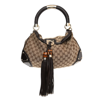 Gucci Monogram Medium Indy Top Handle Hobo Dark Brown 1 of 11