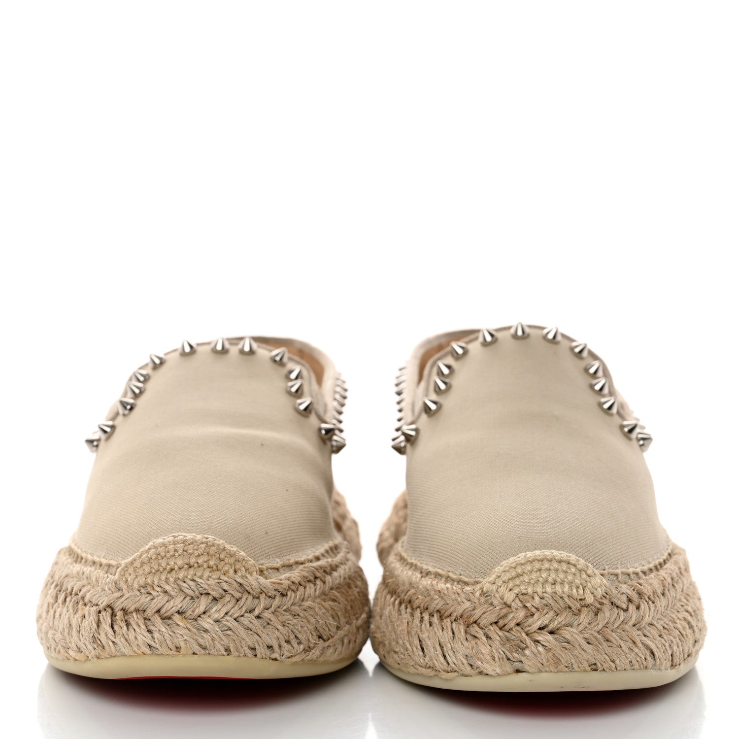 Christian Louboutin Canvas Espaboat Spikes Flat Espadrilles 39 Beige 2 of 10