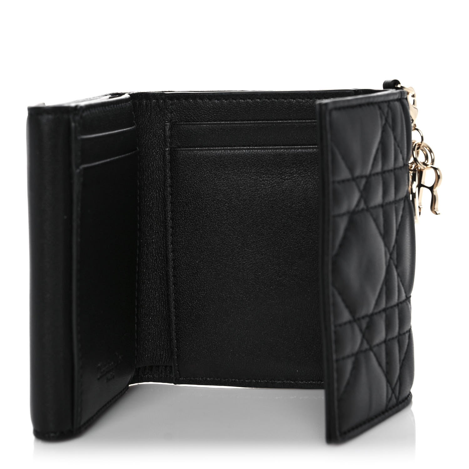 Christian Dior Lambskin Cannage Lady Dior Lotus Wallet Black 5 of 10