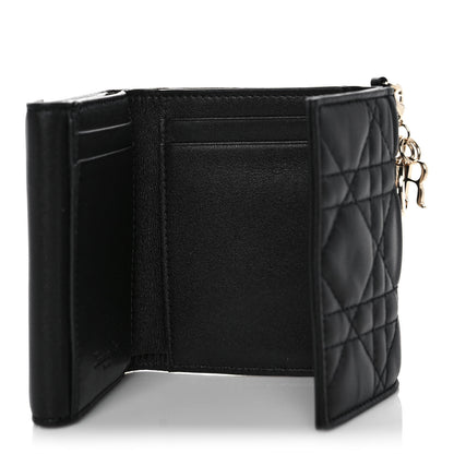 Christian Dior Lambskin Cannage Lady Dior Lotus Wallet Black 5 of 10