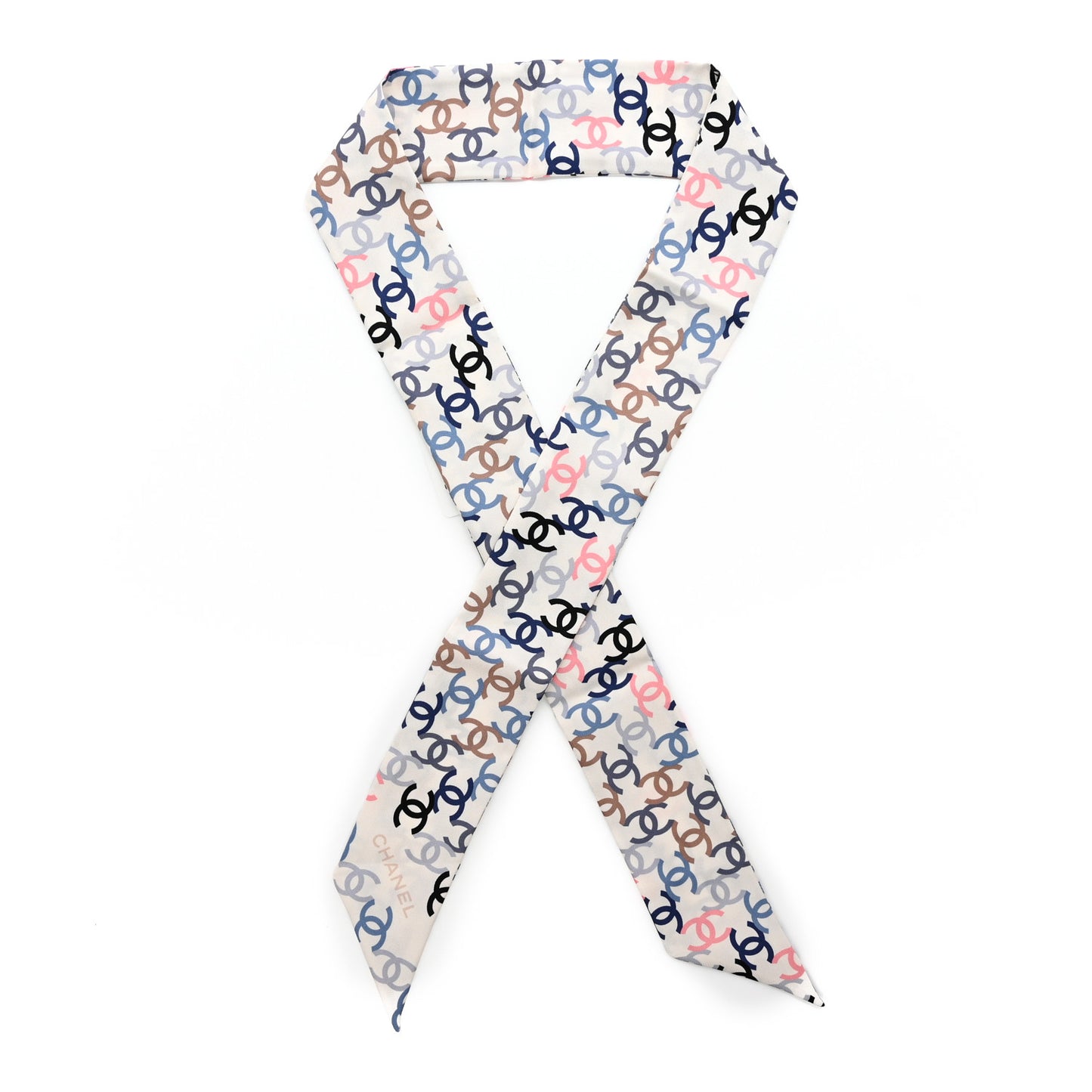Silk Twill CC Slim Bandeau Scarf Ecru Multicolor
