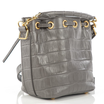 Saint Laurent Calfskin Crocodile Embossed Small Emmanuelle Bucket Earth 3 of 7