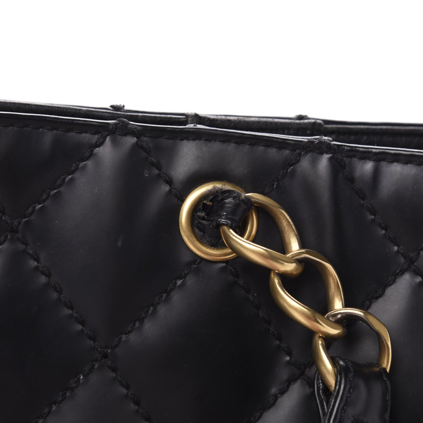 Glazed Calfskin Stitch Tote Black