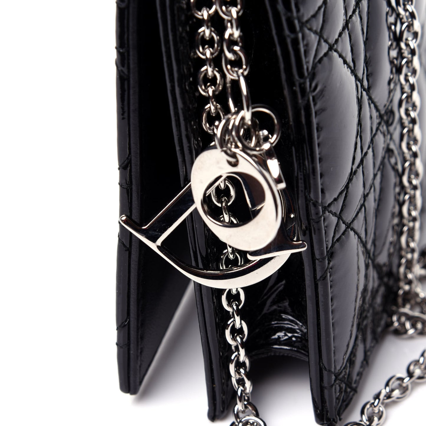 Patent Cannage Lady Dior Convertible Clutch Black