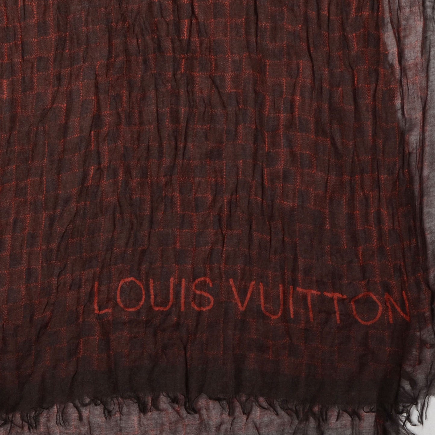 Cashmere Silk Etole Stole Damier Rouge