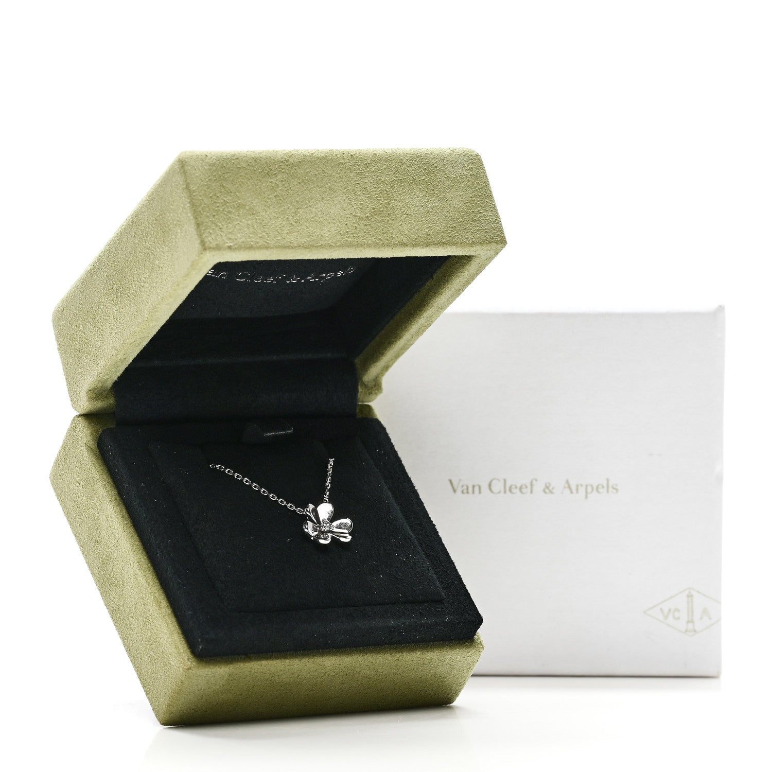 Van Cleef & Arpels 18K White Gold Diamond Mini Frivole Pendant Necklace 6 of 6