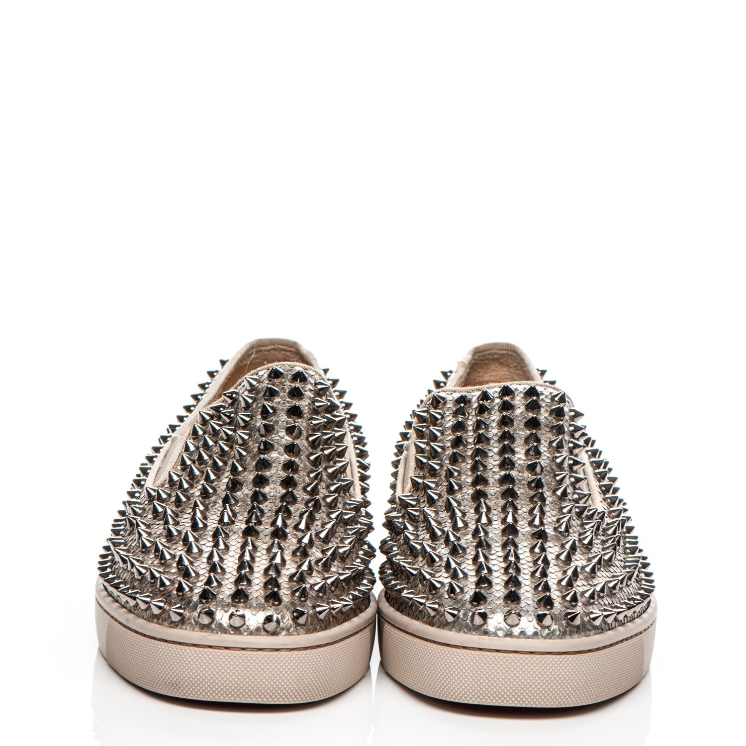 Christian Louboutin Mens Python Spikes Roller Boat Flat 41.5 Antique Silver 2 of 8