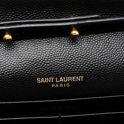 Saint Laurent Grain De Poudre Matelasse Chevron Monogram Chain Wallet Black 6 of 10