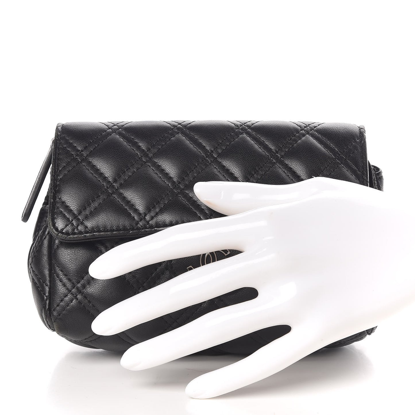 Lambskin Quilted Flap Cosmetic Case Black