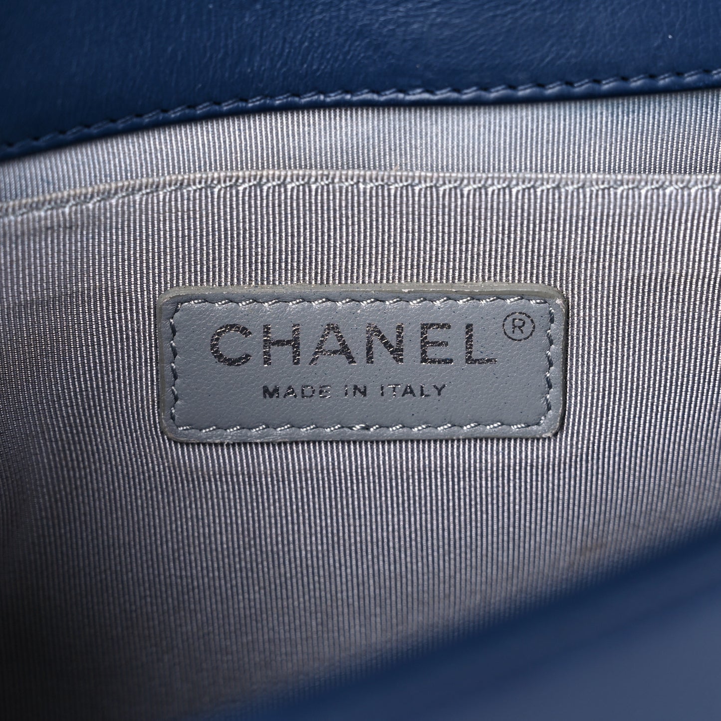 Calfskin Double Stitch Medium Boy Flap Navy Blue