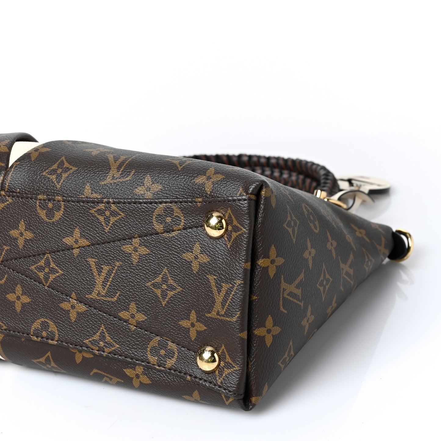 Monogram Braided V Tote MM Creme
