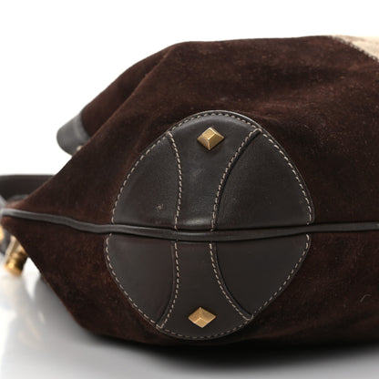 Gucci Suede Monogram Drawstring Bag Brown 8 of 10