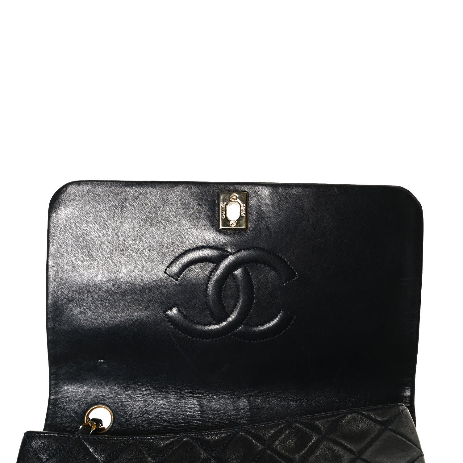 Chanel Aged Calfskin Quilted Medium Pondichery Flap Black 29 of 29