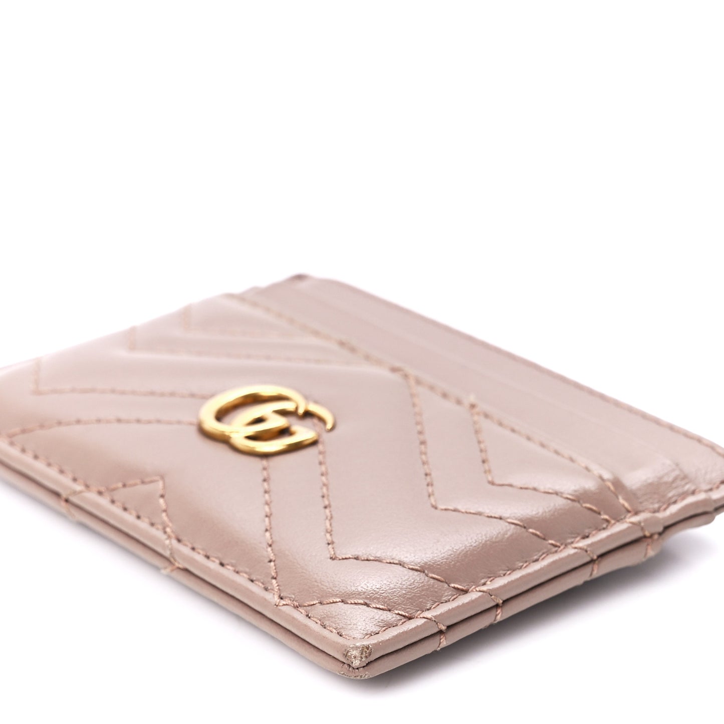 Calfskin Matelasse GG Marmont Card Holder Porcelain Rose