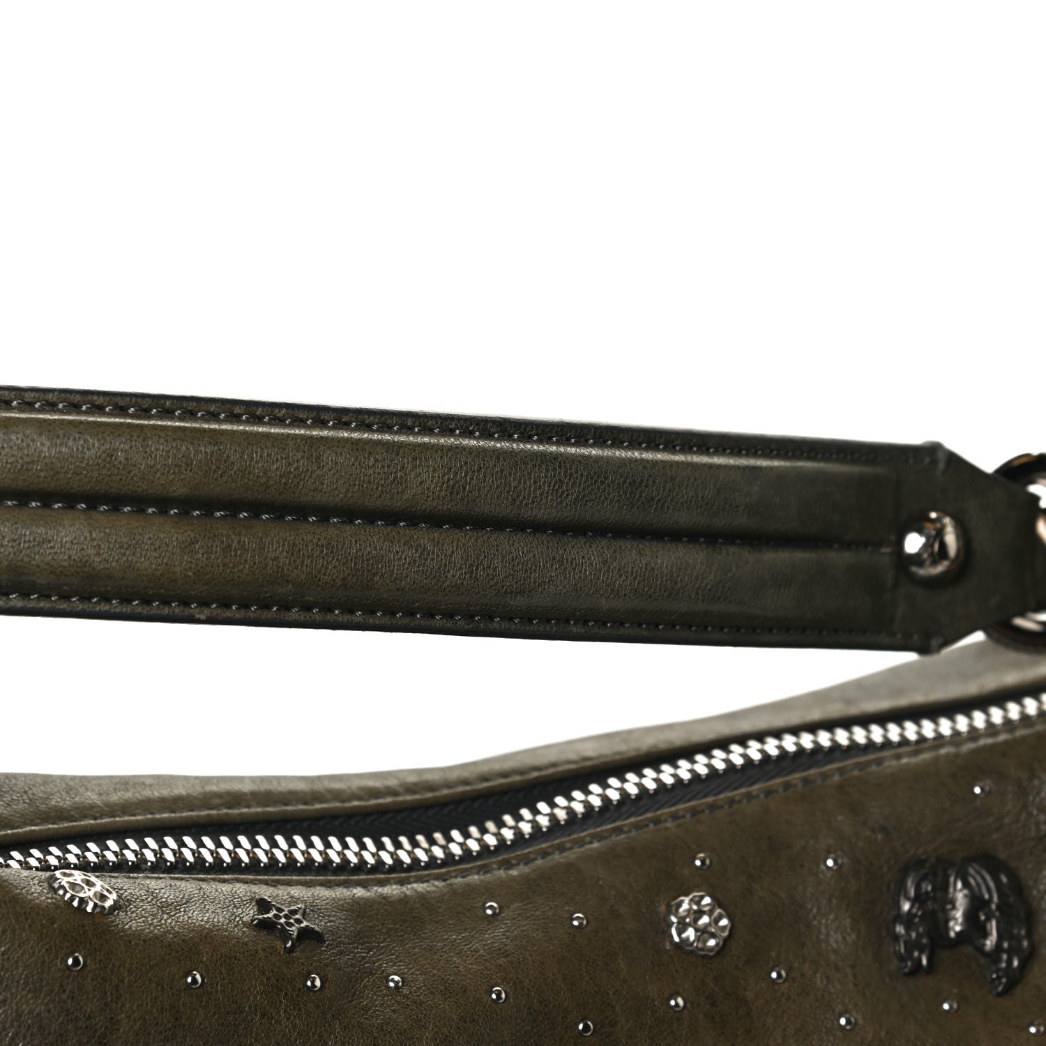 Jimmy Choo Calfskin Studded Sky Hobo Dark Green 13 of 16