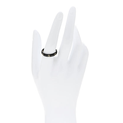 Gucci 18K Yellow Gold Synthetic Corundum Icon Ring 60 9 Black 2 of 7
