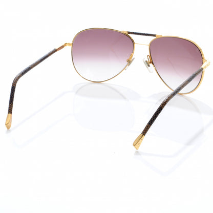 Louis Vuitton Damier Conspiration Pilote Aviator Sunglasses Gold 2 of 5