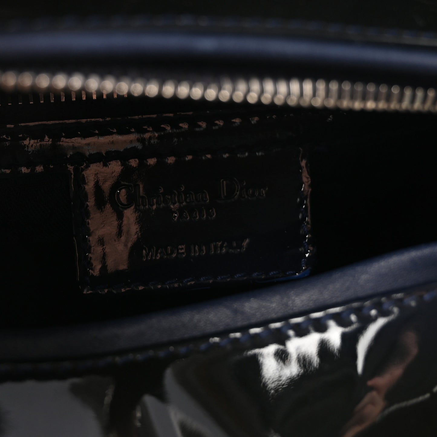 Patent Cannage Medium Lady Dior Navy Blue