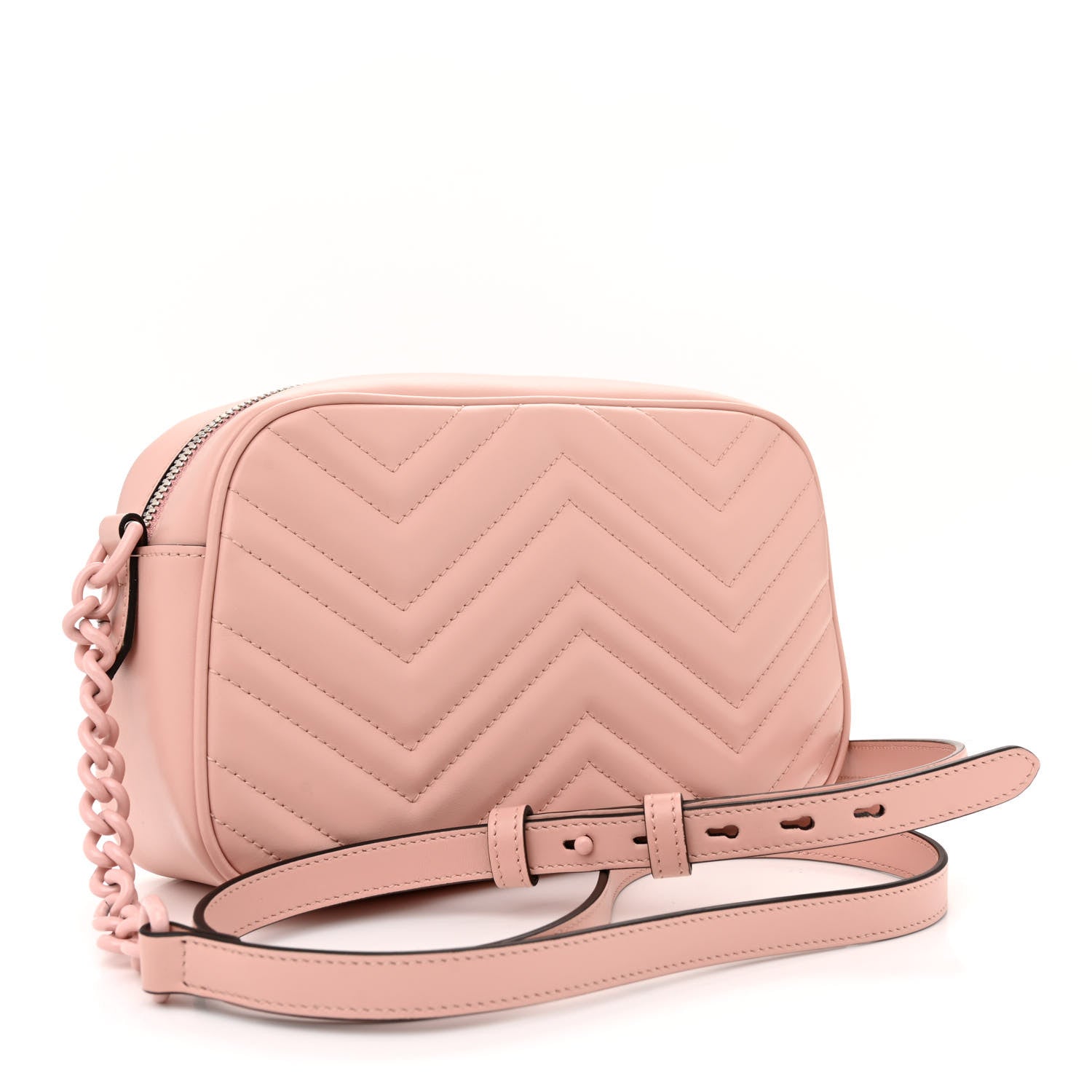 Gucci Calfskin Matelasse Monochrome Small GG Marmont Chain Shoulder Bag Perfect Pink 3 of 10
